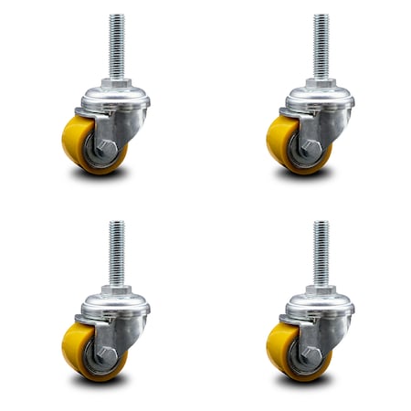 Service Caster Low Profile Polyurethane 35mm Wheel 10mm Threaded Stem Caster SCC, 4PK SCC-TS04S13810-PUB-M1015-4